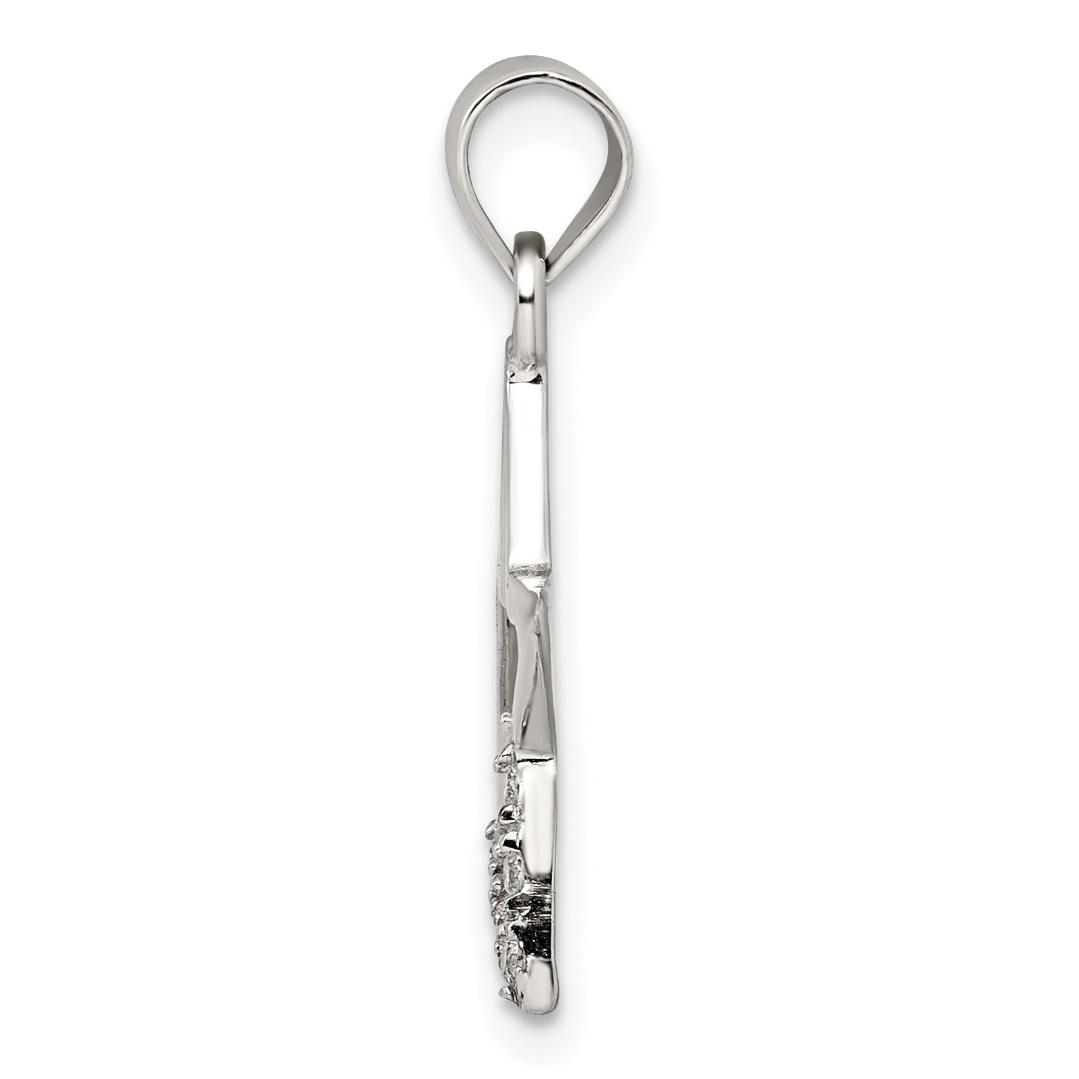 Sterling Silver Rhodium-plated CZ Star Pendant Secondary image