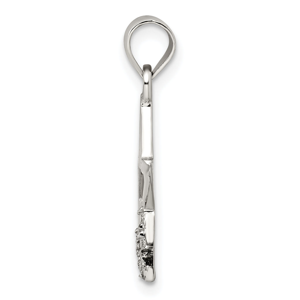 Sterling Silver Rhodium-plated CZ Star Pendant