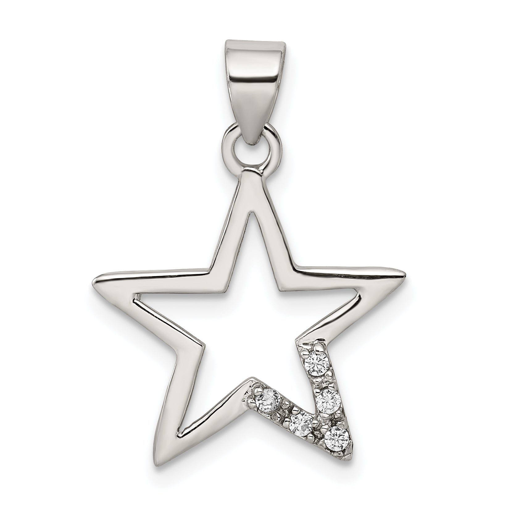 Sterling Silver Rhodium-plated CZ Star Pendant Main image