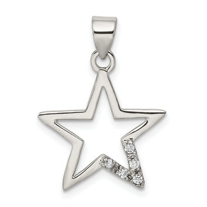 Cubic Zirconia Star Pendant in Sterling Silver, 30mm - Sophia Jewelers