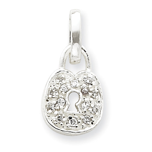 Sterling Silver CZ Lock Pendant Main image
