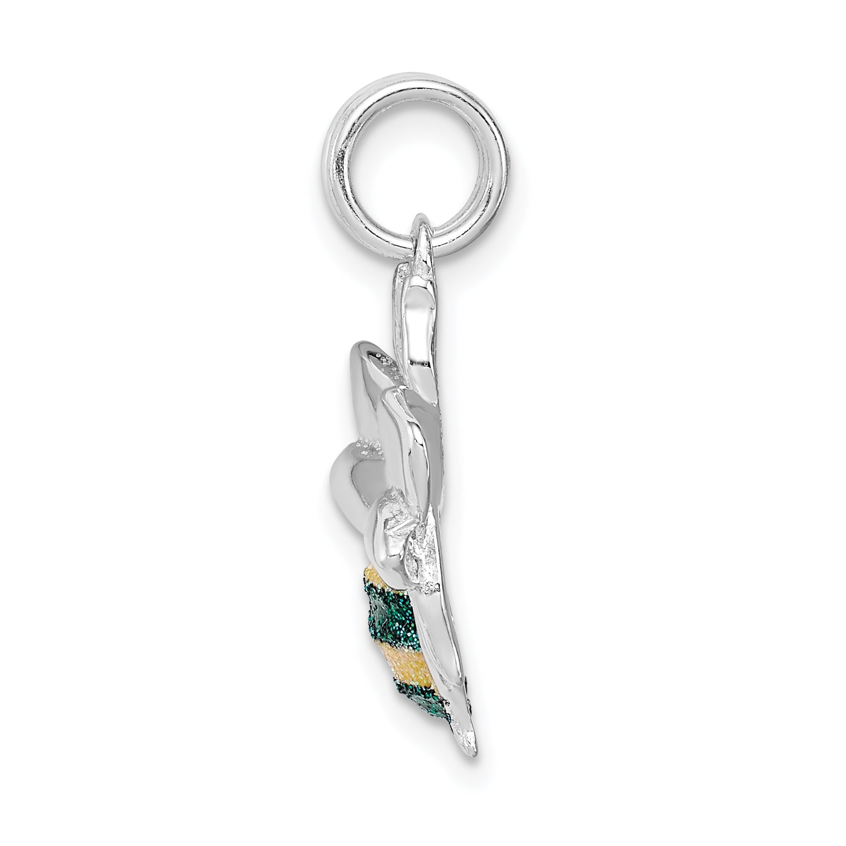 Sterling Silver Rhodium-platedGreen & Yellow Enamel Bee Charm Secondary image