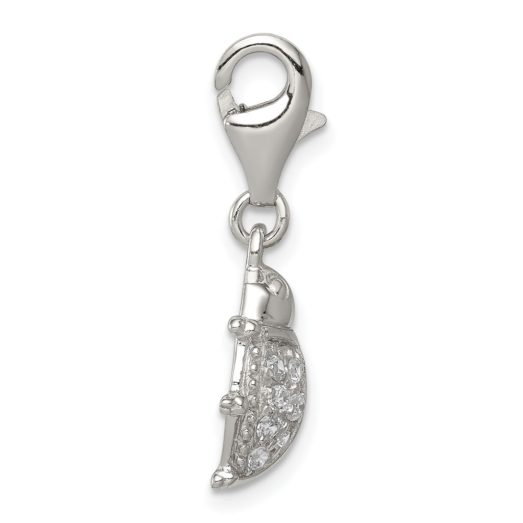 Sterling Silver Rhodium-plated CZ Lady Bug Charm