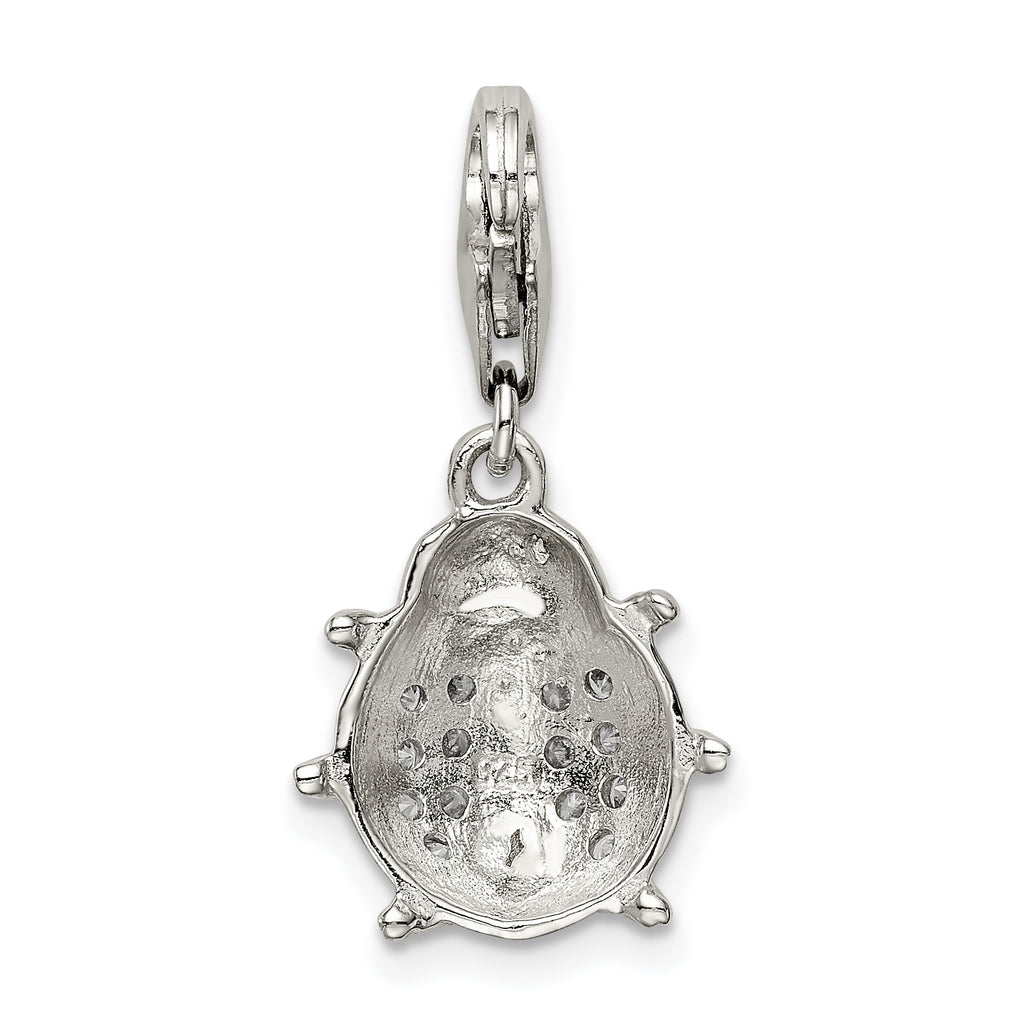 Sterling Silver Rhodium-plated CZ Lady Bug Charm
