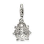 Sterling Silver Rhodium-plated CZ Lady Bug Charm