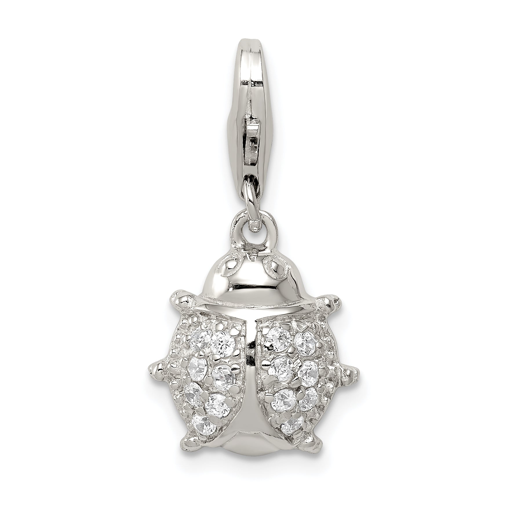 Sterling Silver Rhodium-plated CZ Lady Bug Charm Main image