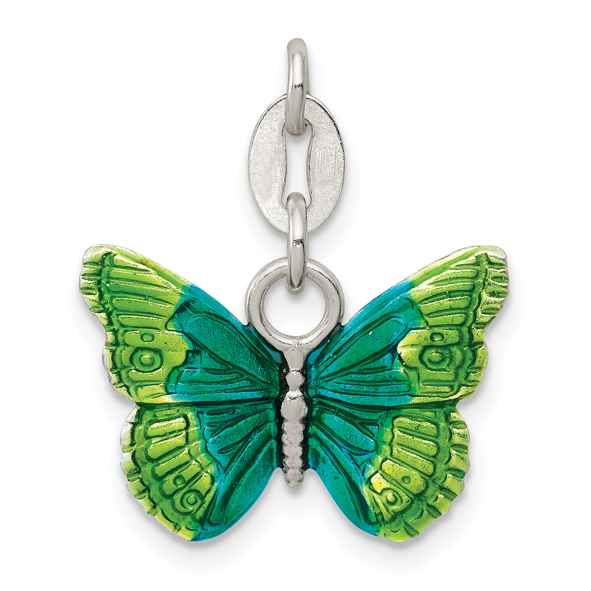 Sterling Silver Enameled Butterfly Charm