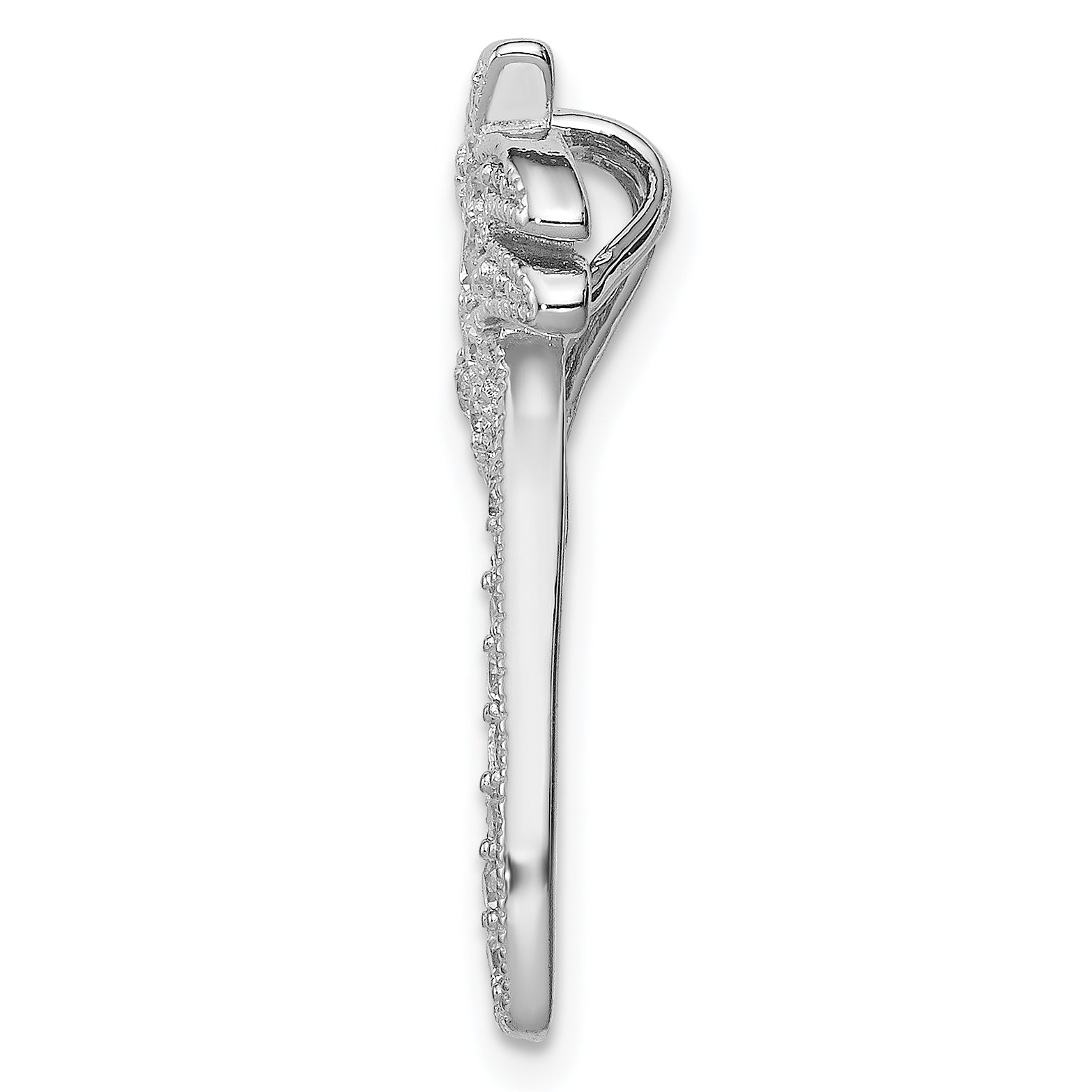 Sterling Silver Rhodium Plated CZ Palm Tree Chain Slide Secondary image