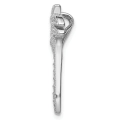 Sterling Silver Rhodium Plated CZ Palm Tree Chain Slide