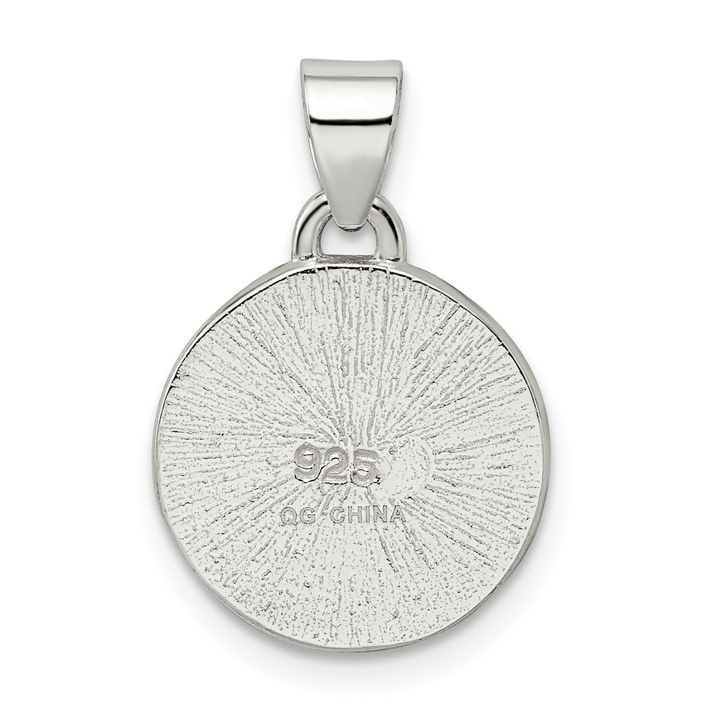 Sterling Silver 4 Leaf Clover Clear Enamel Pendant