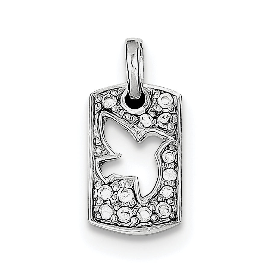 Sterling Silver Rhodium Plated Peace CZ Dove Charm Main image