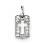 Open Cross Charm in Sterling Silver with Cubic Zirconia Accents - Sophia Jewelers