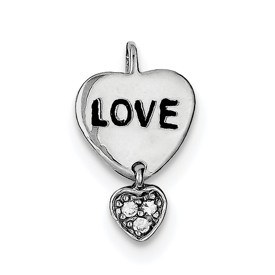 Sterling Silver Rhodium Plated Love CZ Heart Pendant Main image