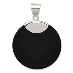 Sterling Silver Round Black Onyx Pendant