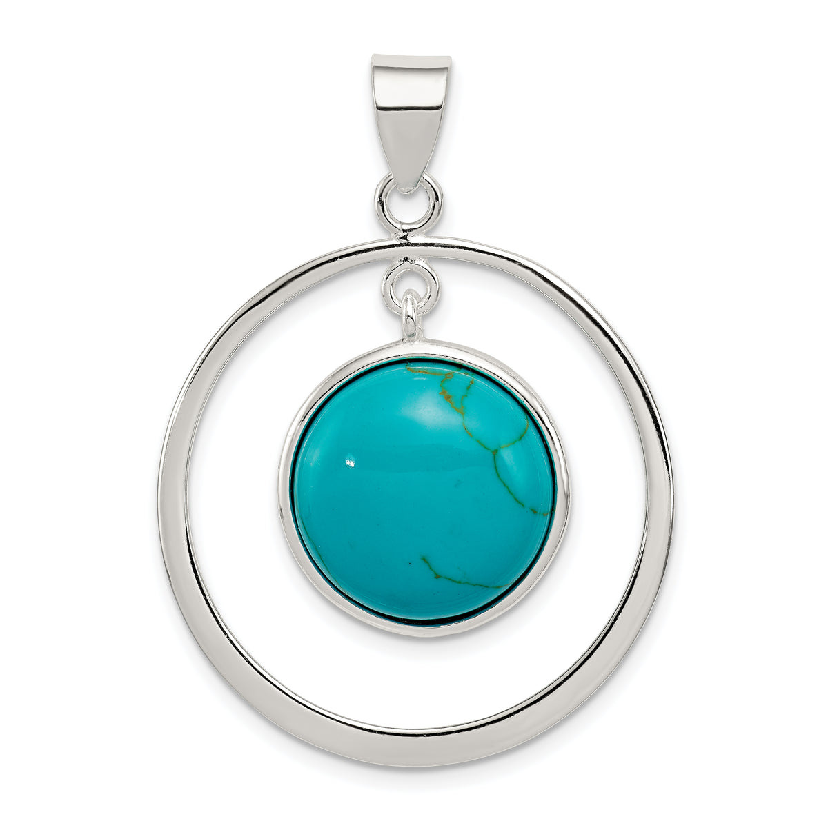 Sterling Silver Circle Turquoise Pendant