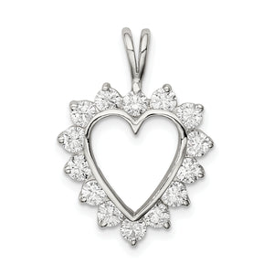 Cubic Zirconia Heart Pendant in Sterling Silver, 16x17mm - Sophia Jewelers