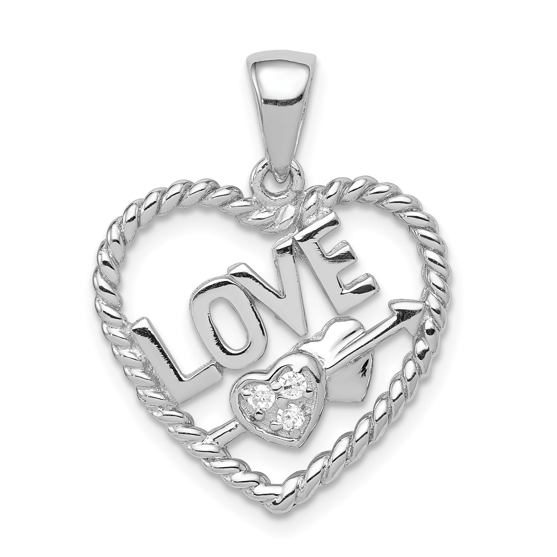 Sterling Silver CZ Love Heart Pendant Main image