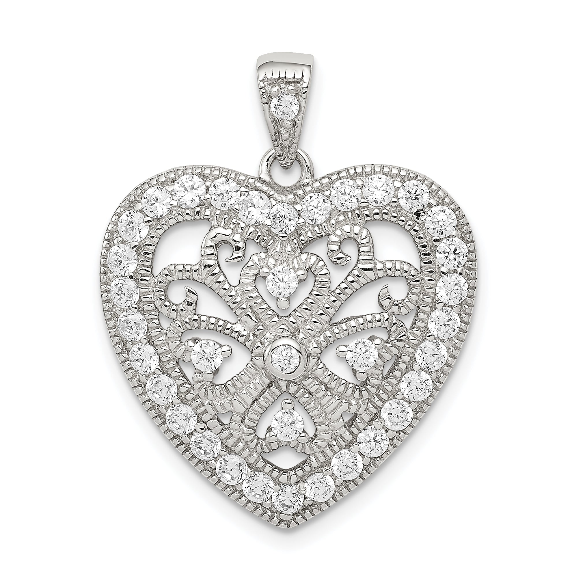 Sterling Silver CZ Heart Pendant Main image