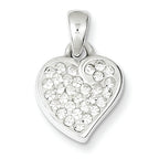 Crystal Heart Pendant in Sterling Silver, 20mm - Sophia Jewelers
