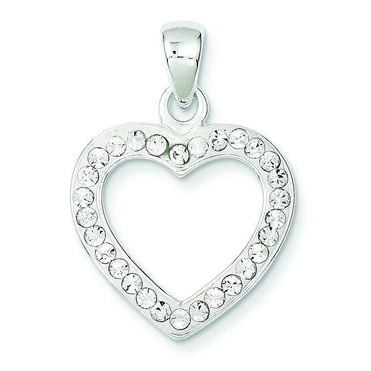 Crystal Heart Pendant in Sterling Silver, 20x29mm - Sophia Jewelers