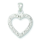 Crystal Heart Pendant in Sterling Silver, 20x29mm - Sophia Jewelers