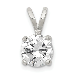 Round Cubic Zirconia Pendant in Sterling Silver, 16mm - Sophia Jewelers