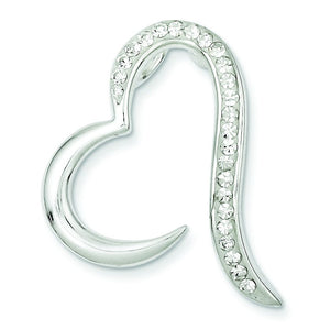 Open Heart Slide Pendant in Sterling Silver with Crystal, 32mm - Sophia Jewelers