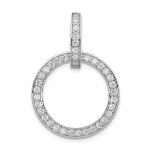 Round Cubic Zirconia Circle Pendant in Sterling Silver, 34mm - Sophia Jewelers