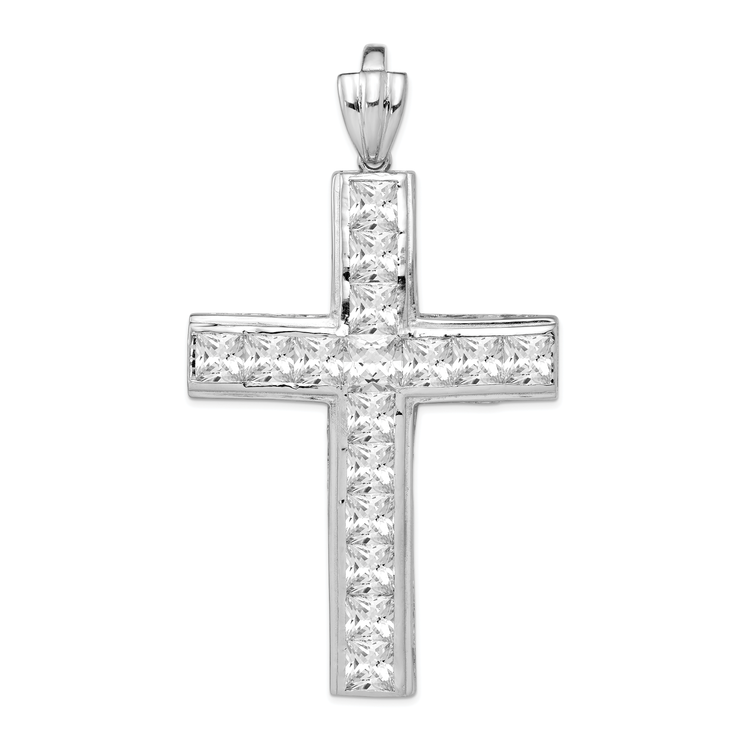 Sterling Silver Rhodium-plated CZ Cross Pendant Main image
