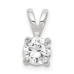 Round Cubic Zirconia Pendant in Sterling Silver, 7mm - Sophia Jewelers