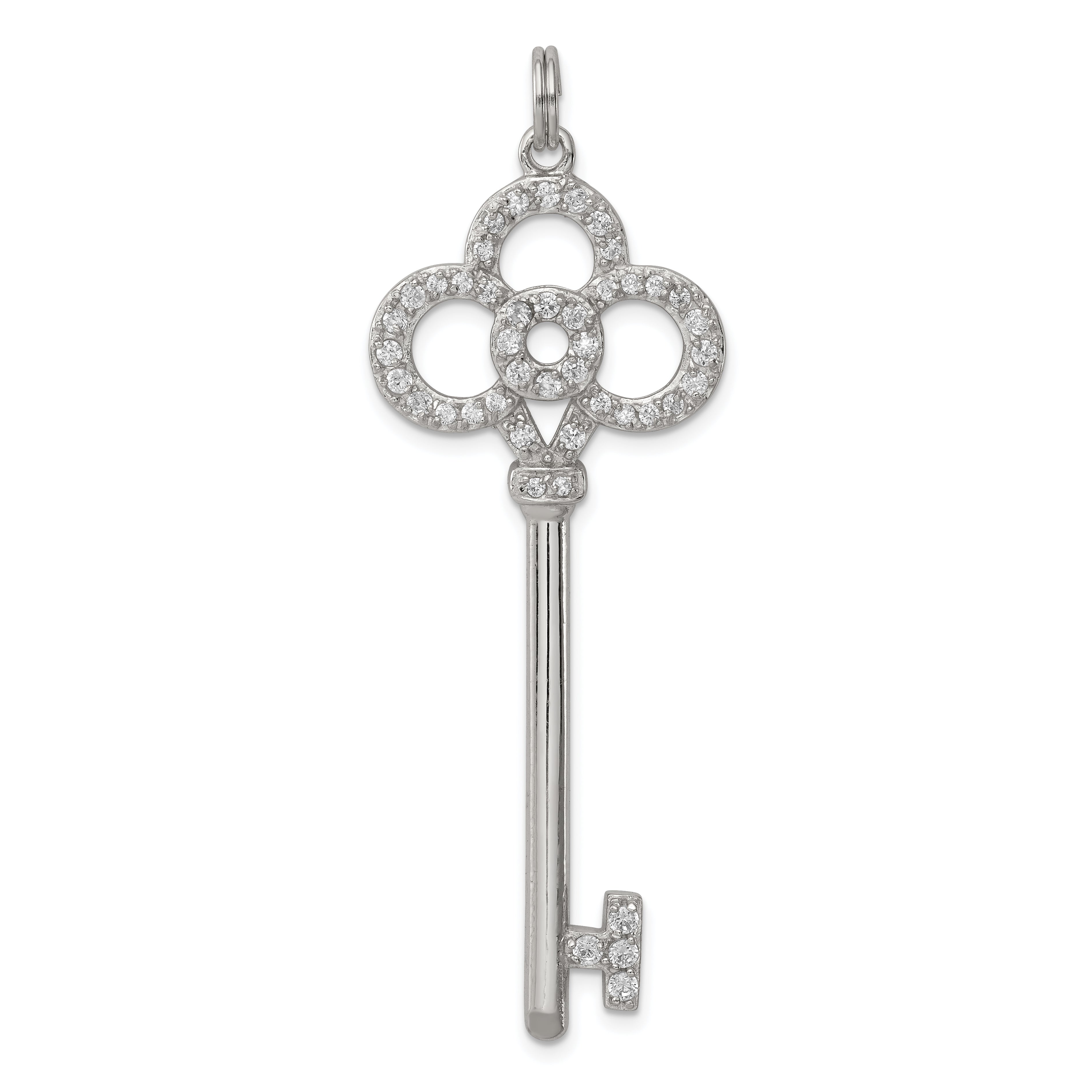 Sterling Silver and CZ Key Pendant Main image