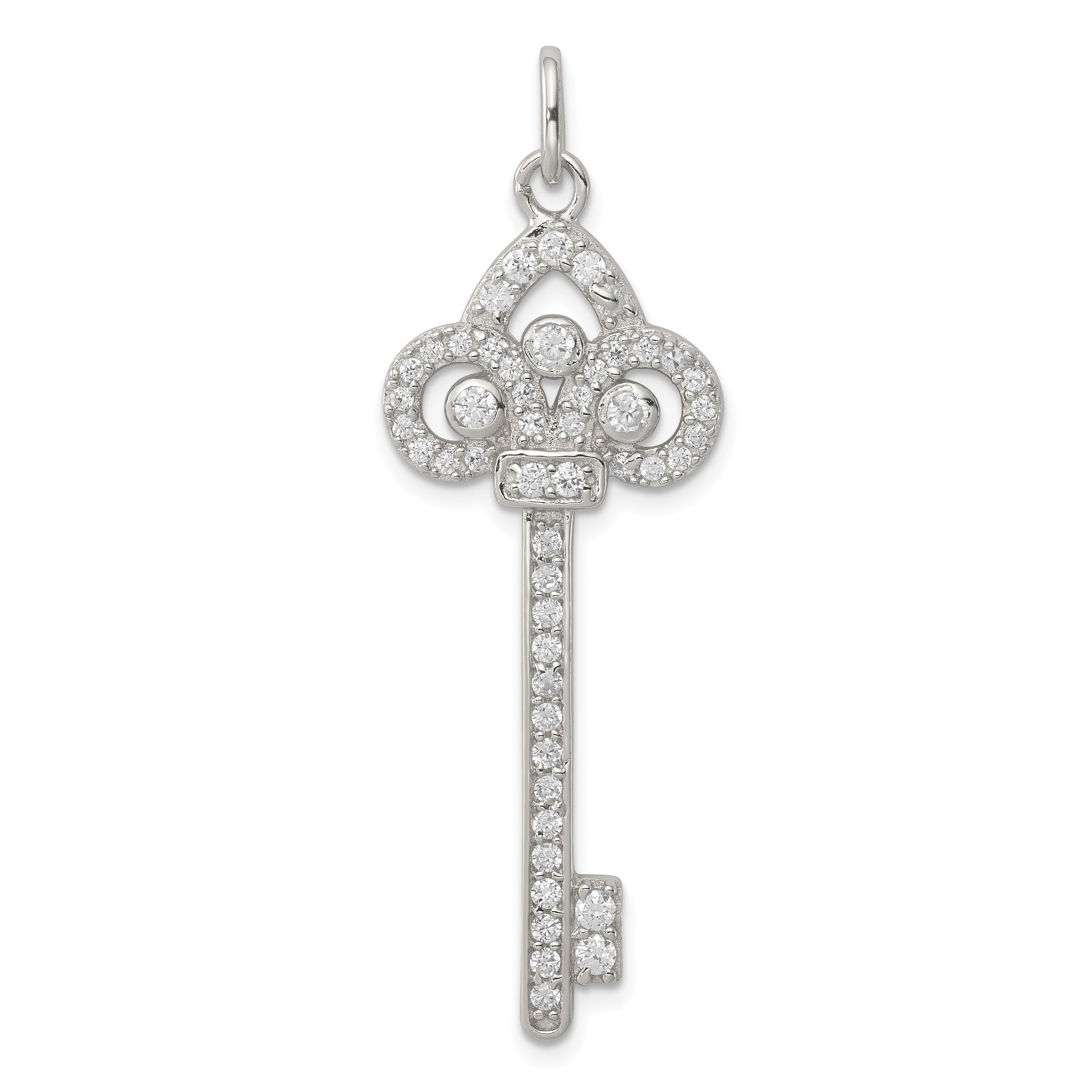 Sterling Silver and CZ Key Pendant Main image