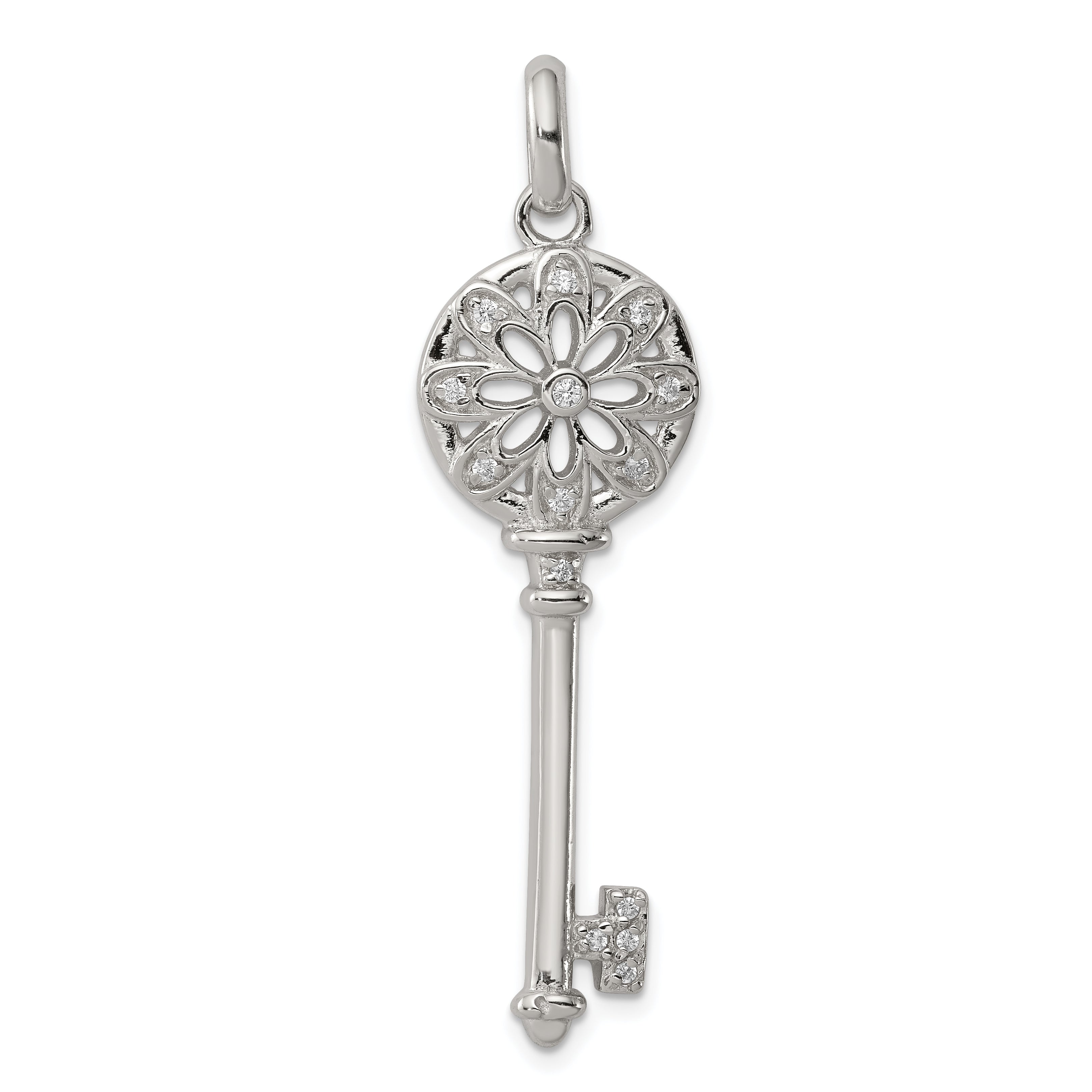 Sterling Silver CZ Key Pendant Main image
