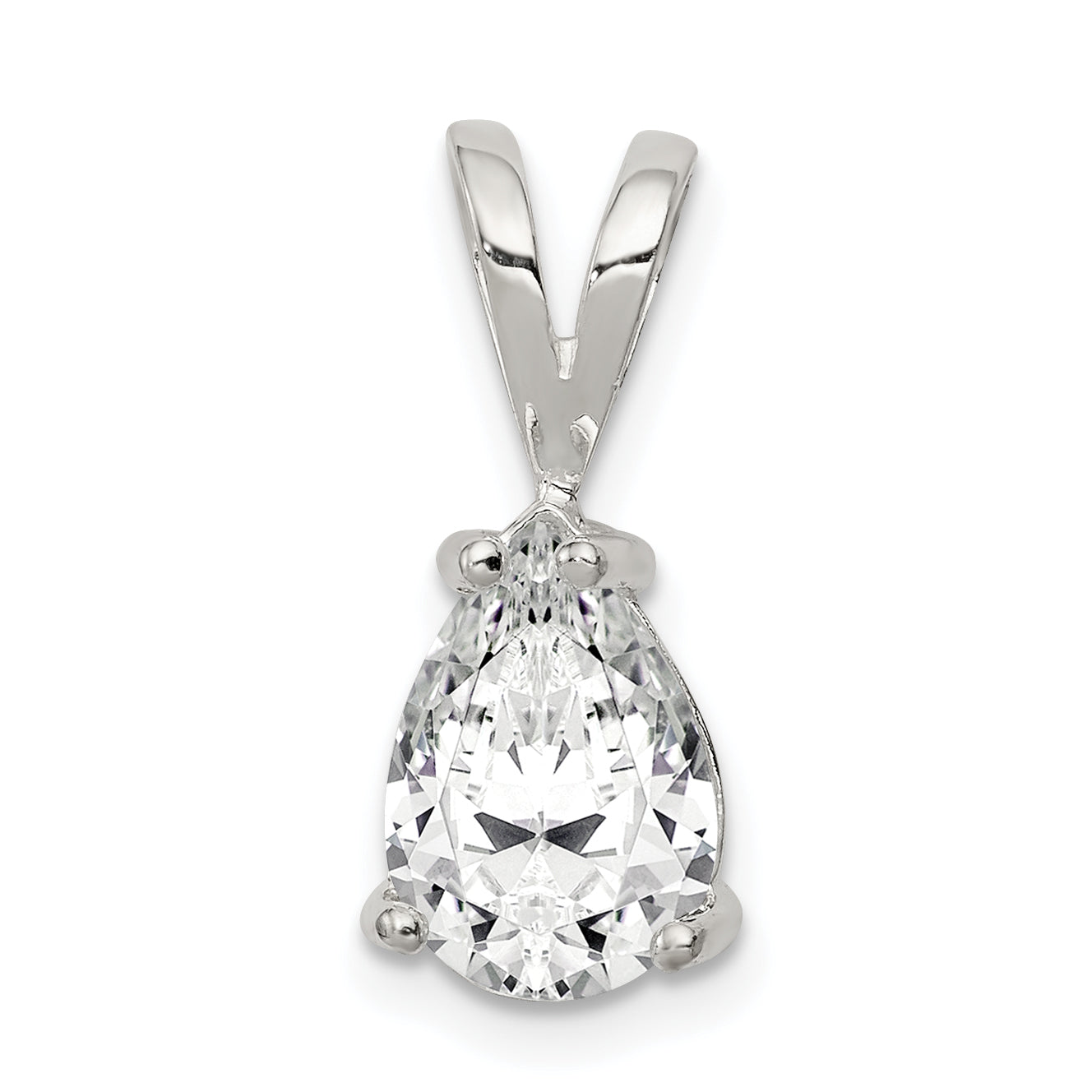 Sterling Silver Pear CZ Pendant Main image