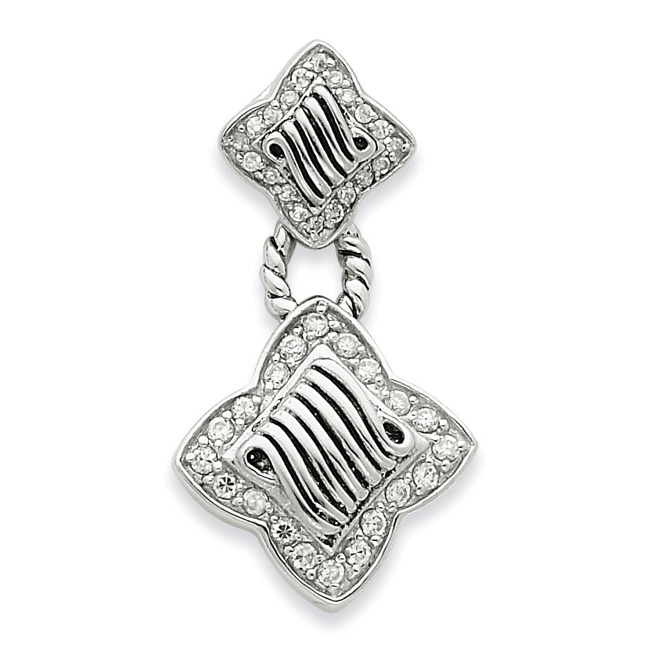 Sterling Silver Antiqued CZ Pendant