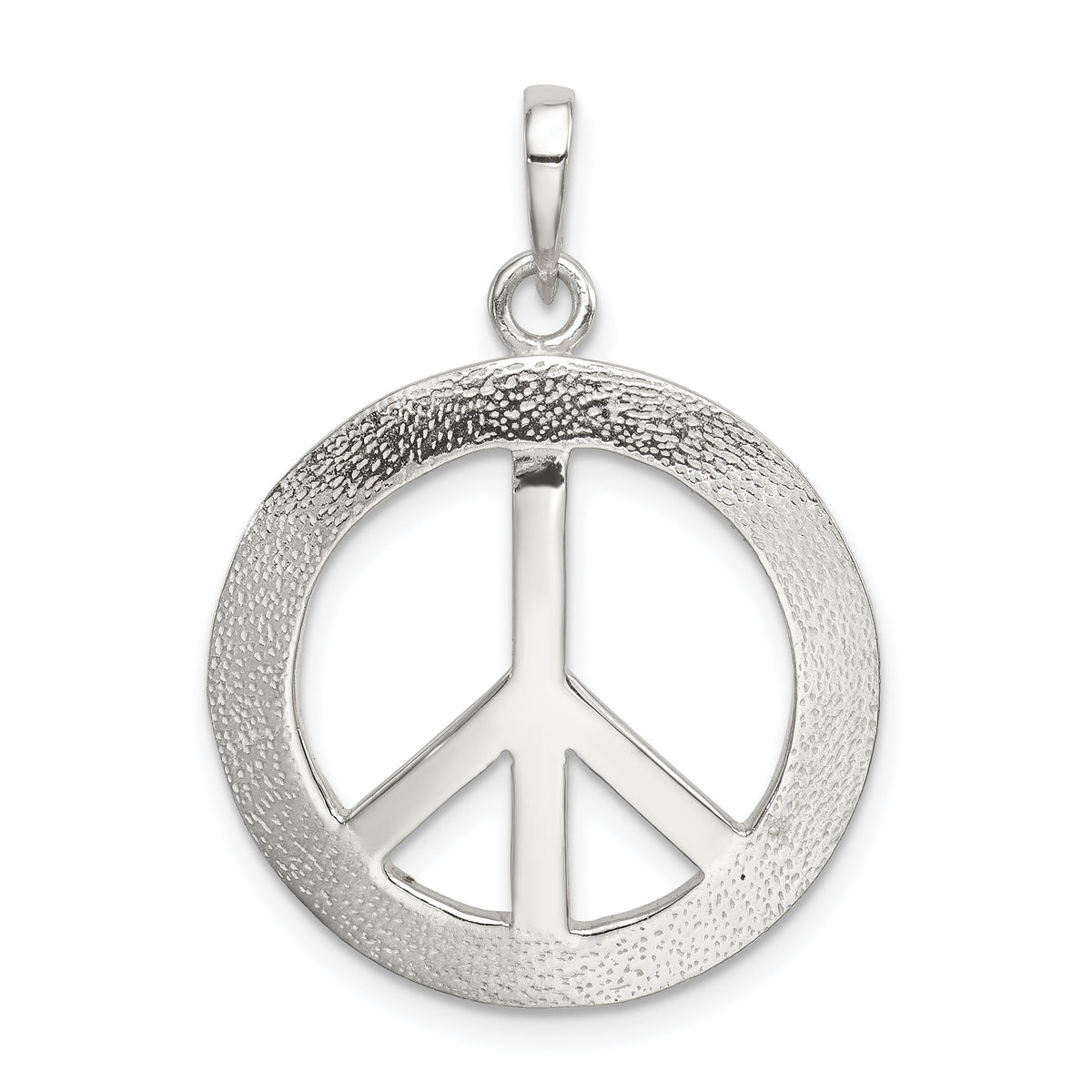 Sterling Silver Polished & Textured Peace Pendant