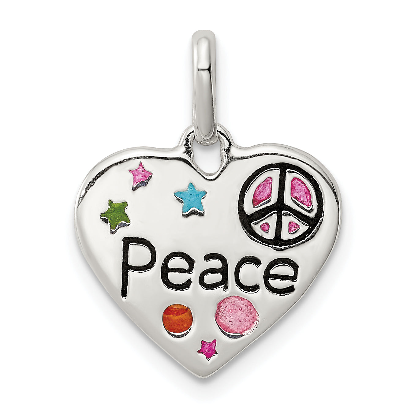 Sterling Silver Enamel Heart Peace Charm Main image