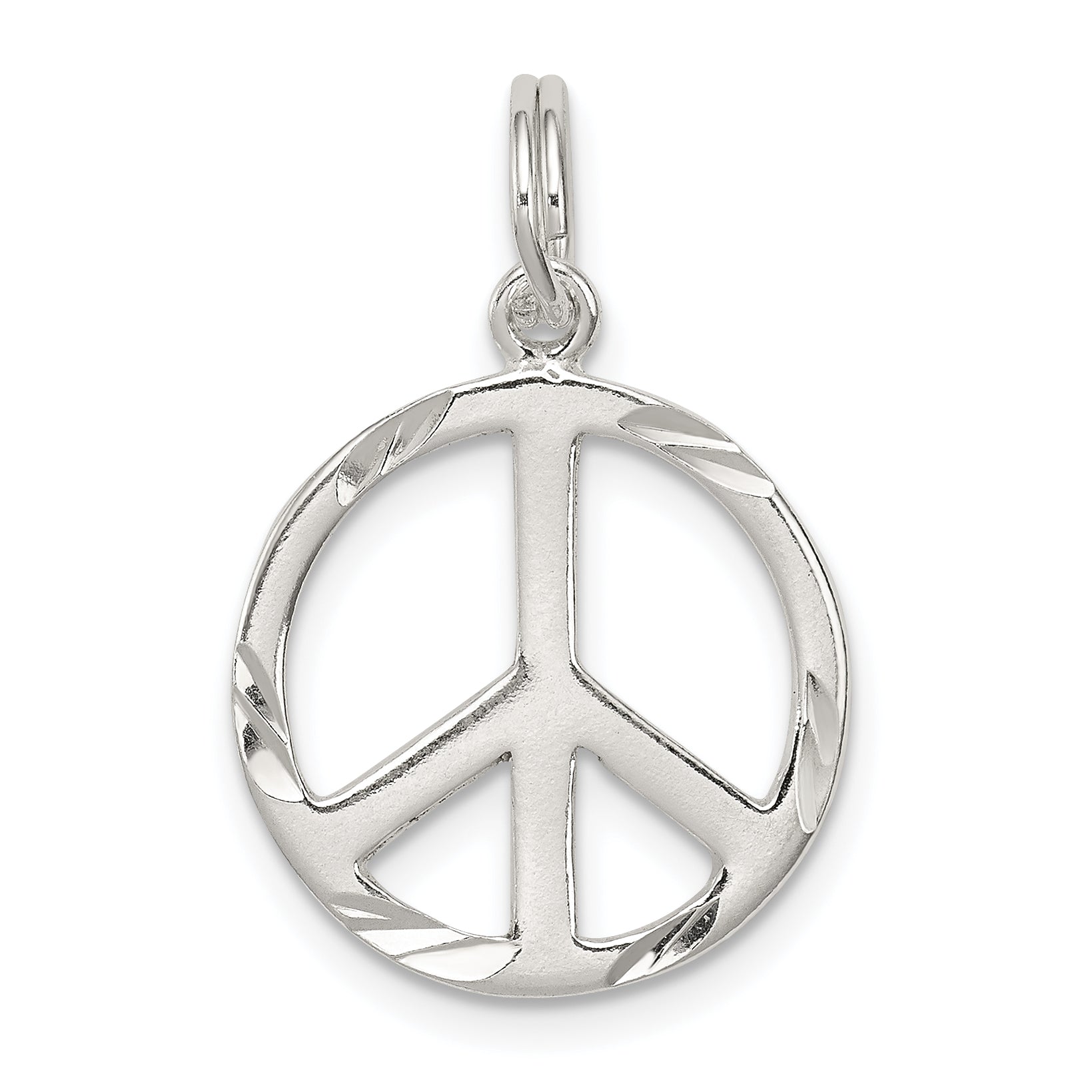 Sterling Silver Diamond-Cut Peace Symbol Charm Main image