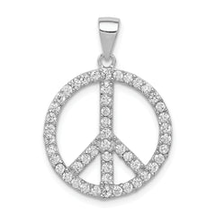 Sterling Silver CZ Peace Symbol Pendant
