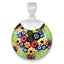 Sterling Silver Multicolored Glass Polished Fancy Round Pendant
