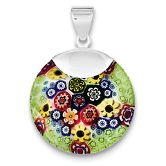 Sterling Silver Multicolored Glass Polished Fancy Round Pendant