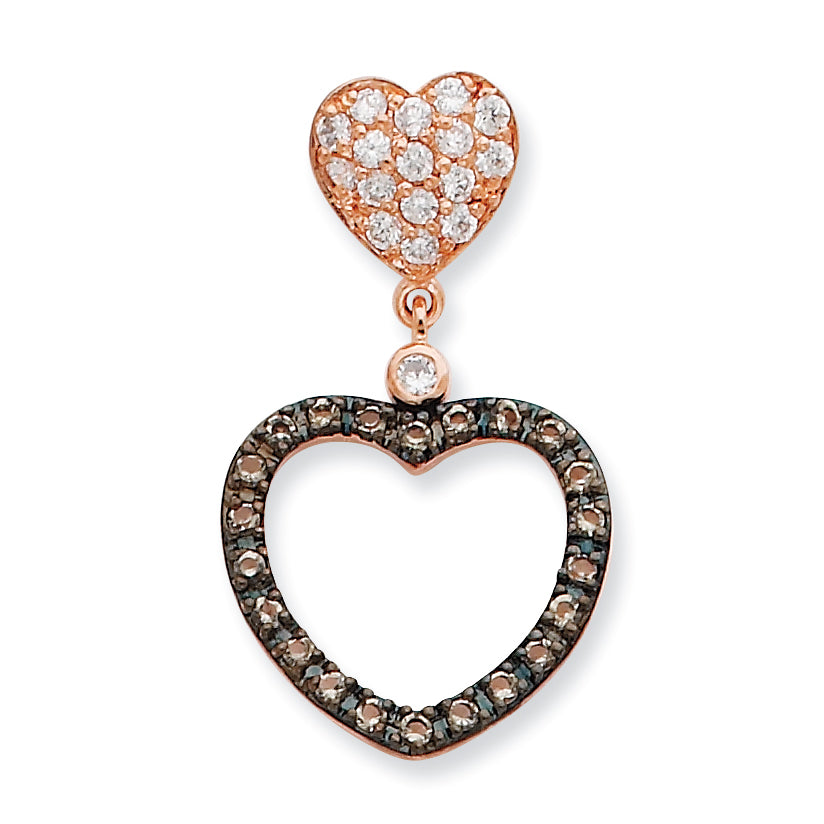 Sterling Silver Clear and Black CZ Heart Slide Pendant Main image