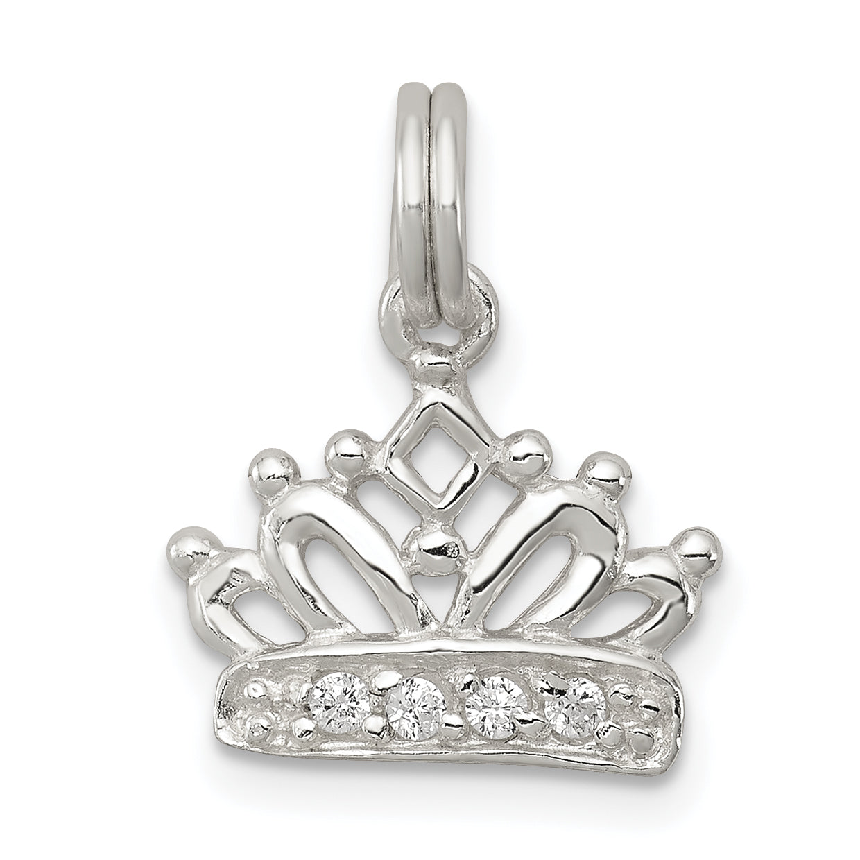 Sterling Silver CZ Polished Crown Charm Main image