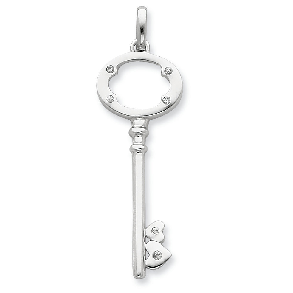Sterling Silver CZ Key Pendant Main image