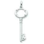 Cubic Zirconia Key Pendant in Sterling Silver, 42mm - Sophia Jewelers