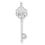 Key Pendant in Sterling Silver with Cubic Zirconia, 58mm - Sophia Jewelers