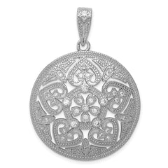 Sterling Silver Big Round Pav? CZ Pendant