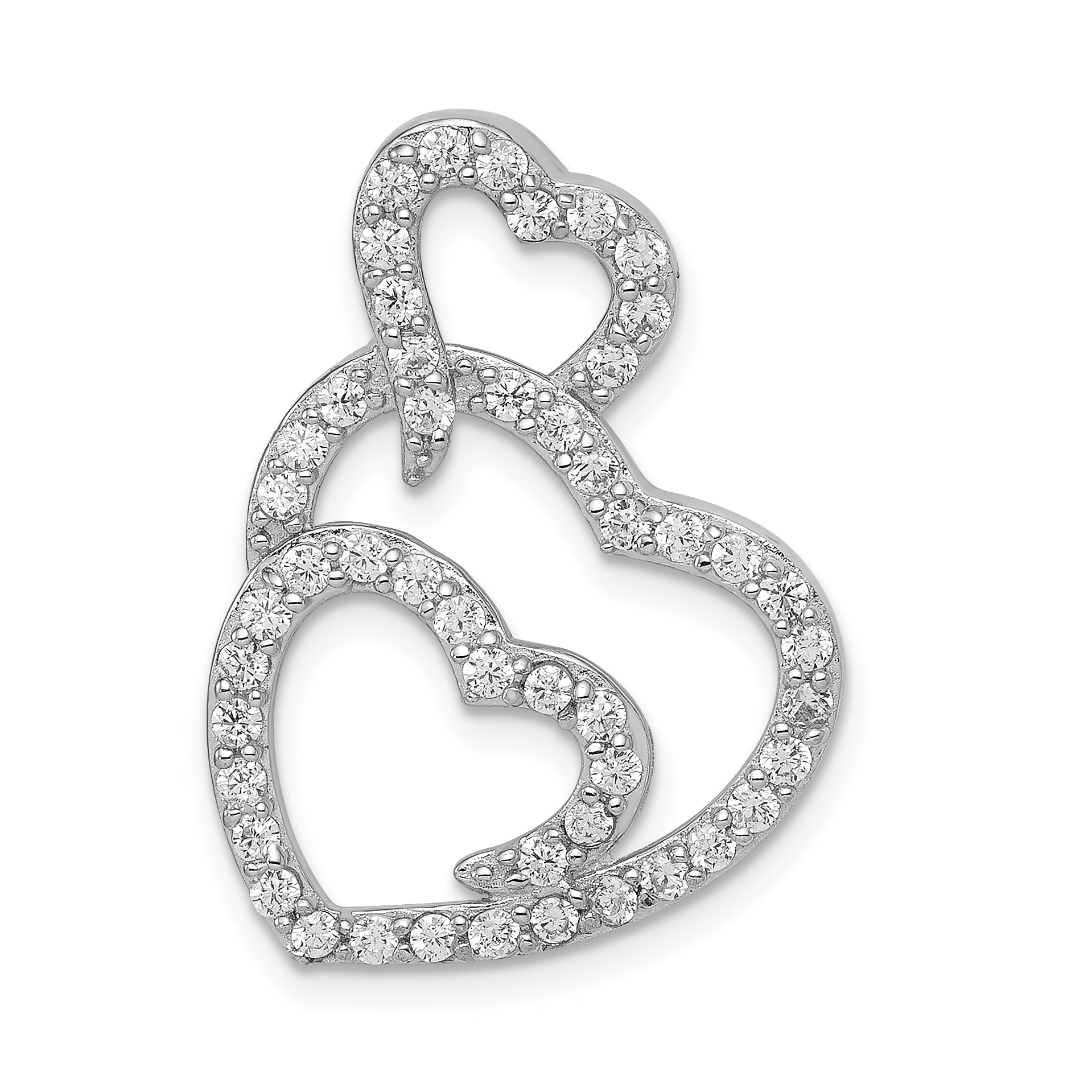 Sterling Silver Multi Hearts Clear CZ Slide Pendant Main image