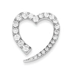 Heart Slide Pendant in Sterling Silver with Cubic Zirconia, 24mm - Sophia Jewelers
