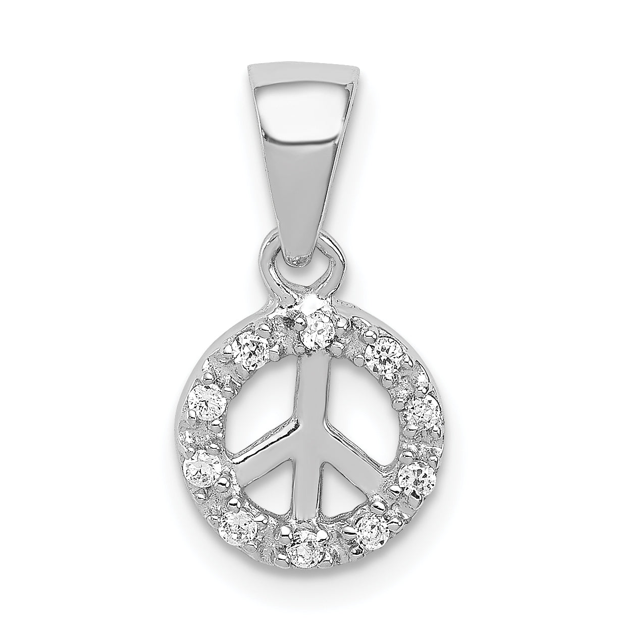 Sterling Silver Small CZ Peace Pendant Main image
